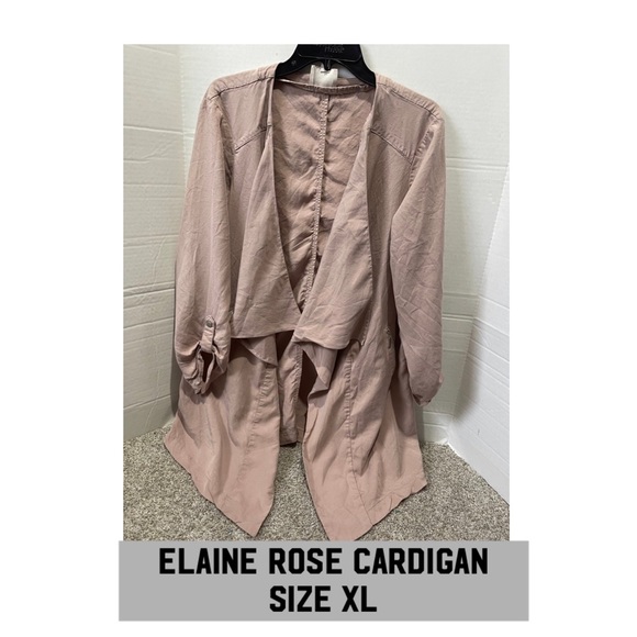 Elaine Rose Tops - Elaine Rose blush color open front tencel cardigan with zipper pockets size XL